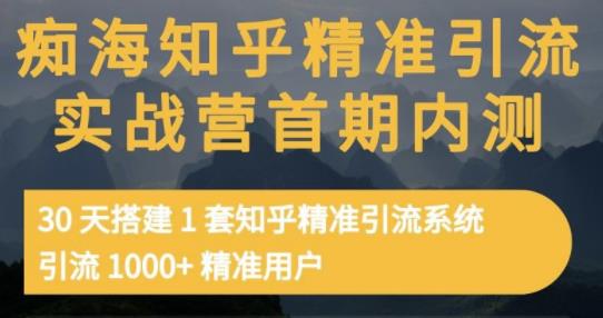 痴海知乎精准引流实战营1-2期，30天搭建1套知乎精准引流系统，引流1000+精准用户凯哥轻创网-网创项目资源站-副业项目-创业项目-搞钱项目凯哥轻创网