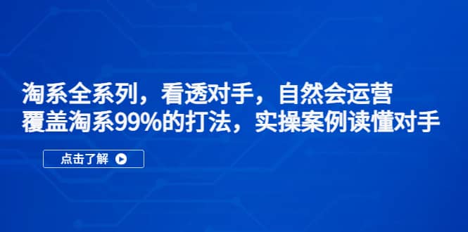 淘系全系列，看透对手，自然会运营，覆盖淘系99%·打法，实操案例读懂对手凯哥轻创网-网创项目资源站-副业项目-创业项目-搞钱项目凯哥轻创网