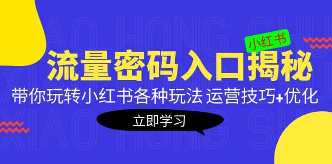 小红书流量密码入口揭秘：带你玩转小红书各种玩法 运营技巧+优化凯哥轻创网-网创项目资源站-副业项目-创业项目-搞钱项目凯哥轻创网