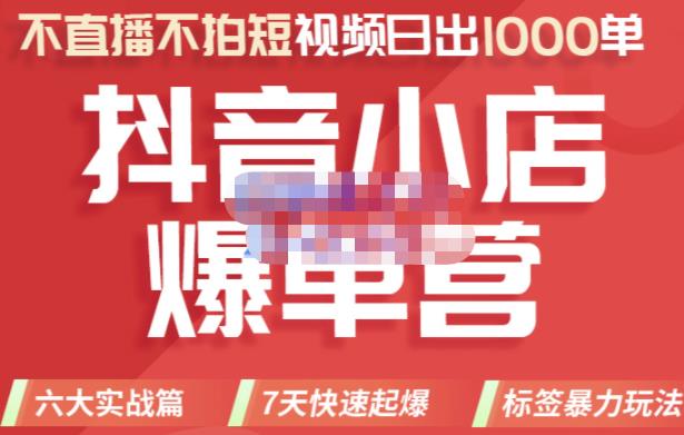 2022年抖音小店爆单营，不直播、不拍短视频、日出1000单，暴力玩法凯哥轻创网-网创项目资源站-副业项目-创业项目-搞钱项目凯哥轻创网