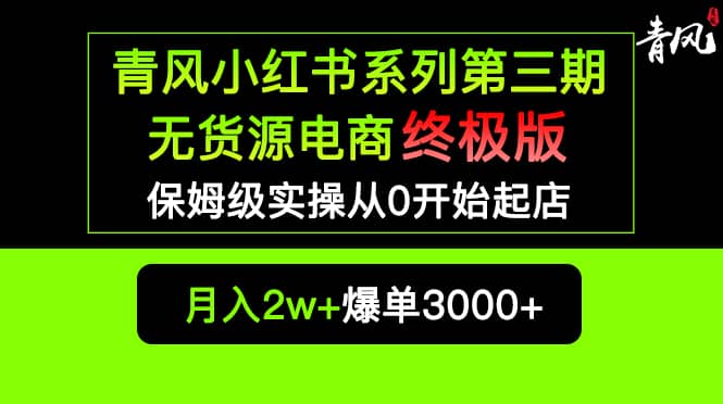 小红书无货源电商爆单终极版【视频教程+实战手册】保姆级实操从0起店爆单凯哥轻创网-网创项目资源站-副业项目-创业项目-搞钱项目凯哥轻创网