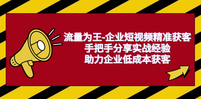 流量为王-企业 短视频精准获客，手把手分享实战经验，助力企业低成本获客凯哥轻创网-网创项目资源站-副业项目-创业项目-搞钱项目凯哥轻创网