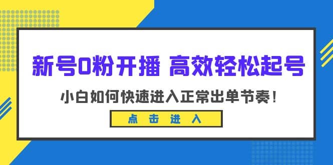 新号0粉开播-高效轻松起号：小白如何快速进入正常出单节奏（10节课）凯哥轻创网-网创项目资源站-副业项目-创业项目-搞钱项目凯哥轻创网