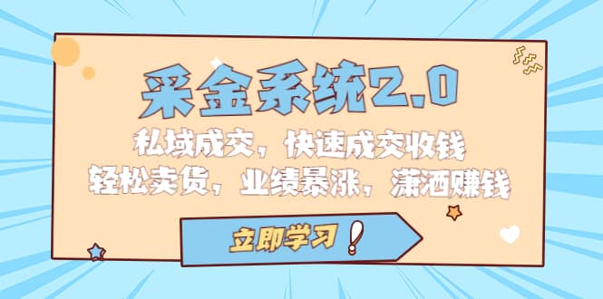 采金 系统2.0，私域成交，快速成交收钱，轻松卖货，业绩暴涨，潇洒赚钱凯哥轻创网-网创项目资源站-副业项目-创业项目-搞钱项目凯哥轻创网