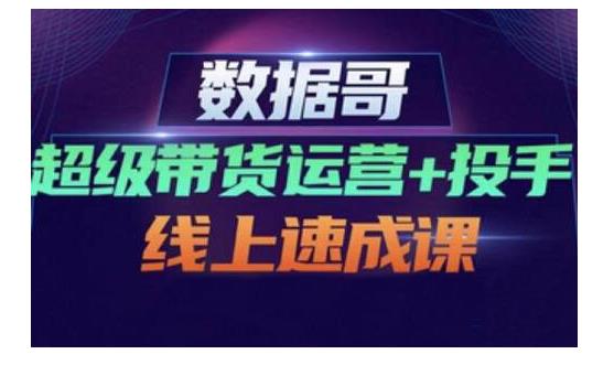 数据哥·超级带货运营+投手线上速成课，快速提升运营和熟悉学会投手技巧凯哥轻创网-网创项目资源站-副业项目-创业项目-搞钱项目凯哥轻创网