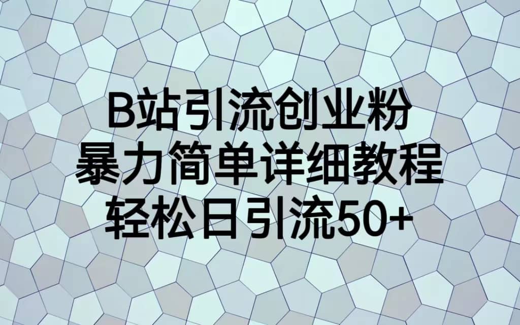 B站引流创业粉，暴力简单详细教程，轻松日引流50+凯哥轻创网-网创项目资源站-副业项目-创业项目-搞钱项目凯哥轻创网