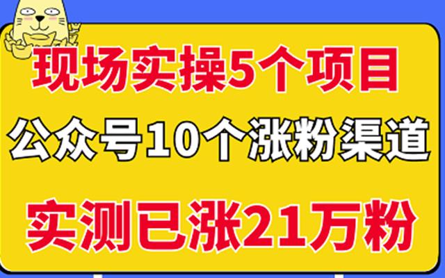 现场实操5个公众号项目，10个涨粉渠道，实测已涨21万粉！凯哥轻创网-网创项目资源站-副业项目-创业项目-搞钱项目凯哥轻创网