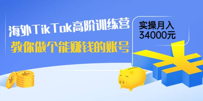 海外TikTok高阶训练营：教你做个能赚钱的账号，实操月入34000元！凯哥轻创网-网创项目资源站-副业项目-创业项目-搞钱项目凯哥轻创网