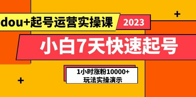 小白7天快速起号：dou+起号运营实操课，实战1小时涨粉10000+玩法演示凯哥轻创网-网创项目资源站-副业项目-创业项目-搞钱项目凯哥轻创网