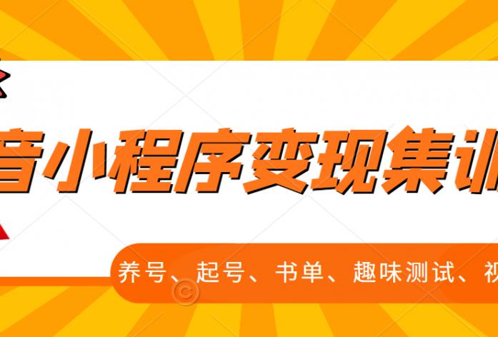 抖音小程序变现集训课，养号、起号、书单、趣味测试、视频剪辑，全套流程凯哥轻创网-网创项目资源站-副业项目-创业项目-搞钱项目凯哥轻创网