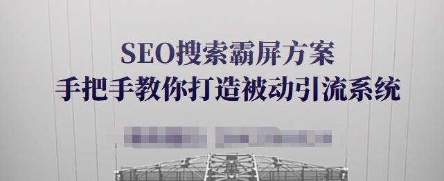 SEO搜索霸屏方案，手把手教你打造被动引流系统【视频课程】凯哥轻创网-网创项目资源站-副业项目-创业项目-搞钱项目凯哥轻创网