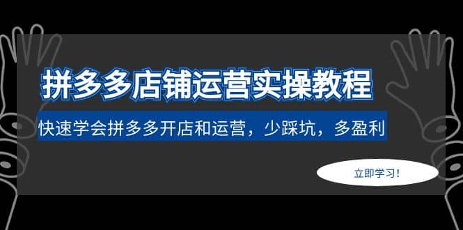 拼多多店铺运营实操教程：快速学会拼多多开店和运营，少踩坑，多盈利凯哥轻创网-网创项目资源站-副业项目-创业项目-搞钱项目凯哥轻创网