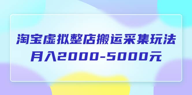 淘宝虚拟整店搬运采集玩法分享课：月入2000-5000元（5节课）凯哥轻创网-网创项目资源站-副业项目-创业项目-搞钱项目凯哥轻创网