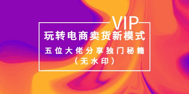 某收费培训：玩转电商卖货新模式，五位大佬分享独门秘籍（无水印）凯哥轻创网-网创项目资源站-副业项目-创业项目-搞钱项目凯哥轻创网