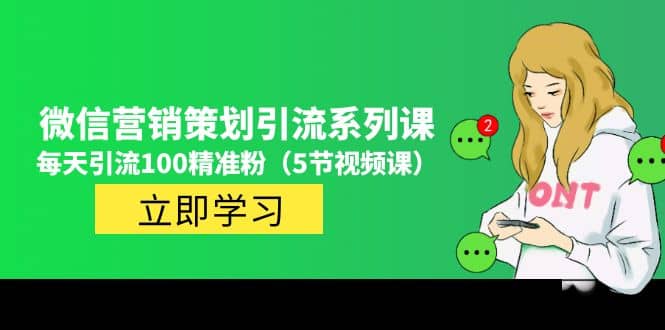 价值百万的微信营销策划引流系列课（5节视频课）凯哥轻创网-网创项目资源站-副业项目-创业项目-搞钱项目凯哥轻创网