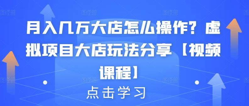 月入几万大店怎么操作？虚拟项目大店玩法分享【视频课程】凯哥轻创网-网创项目资源站-副业项目-创业项目-搞钱项目凯哥轻创网