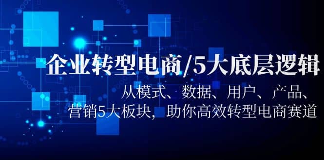 企业转型电商/5大底层逻辑，从模式 数据 用户 产品 营销5大板块，高效转型凯哥轻创网-网创项目资源站-副业项目-创业项目-搞钱项目凯哥轻创网