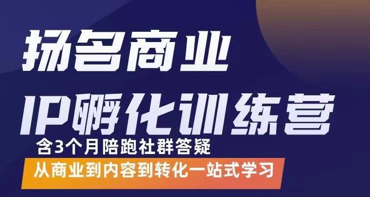 杨名商业IP孵化训练营，从商业到内容到转化一站式学 价值5980元凯哥轻创网-网创项目资源站-副业项目-创业项目-搞钱项目凯哥轻创网