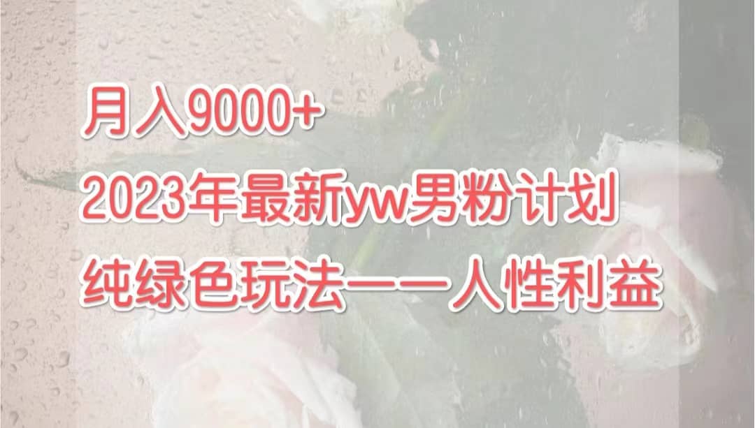 月入9000+2023年9月最新yw男粉计划绿色玩法——人性之利益凯哥轻创网-网创项目资源站-副业项目-创业项目-搞钱项目凯哥轻创网