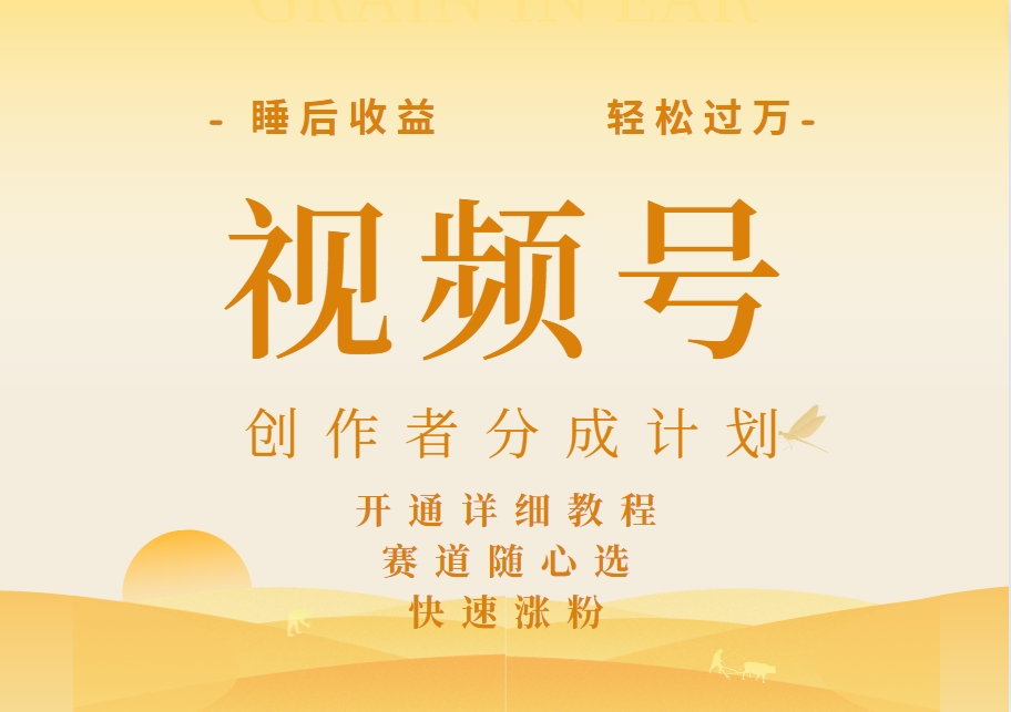详解视频号创作者分成计划，暴力起号，可同步多平台，实现睡后收入2W+，看懂即可操作！凯哥轻创网-网创项目资源站-副业项目-创业项目-搞钱项目凯哥轻创网