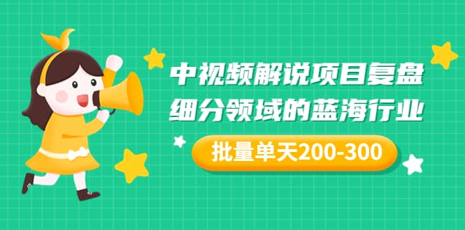 某付费文章：中视频解说项目复盘：细分领域的蓝海行业 批量单天200-300收益凯哥轻创网-网创项目资源站-副业项目-创业项目-搞钱项目凯哥轻创网