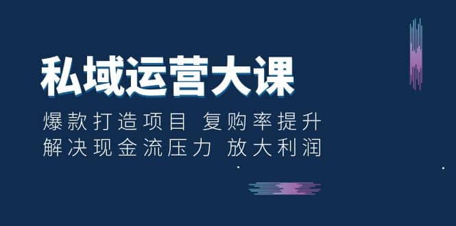 私域运营大课：爆款打造项目 复购率提升 解决现金流压力 放大利润凯哥轻创网-网创项目资源站-副业项目-创业项目-搞钱项目凯哥轻创网