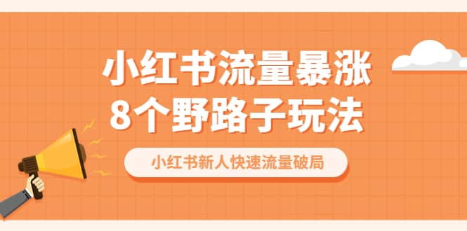 小红书流量-暴涨8个野路子玩法：小红书新人快速流量破局（8节课）凯哥轻创网-网创项目资源站-副业项目-创业项目-搞钱项目凯哥轻创网