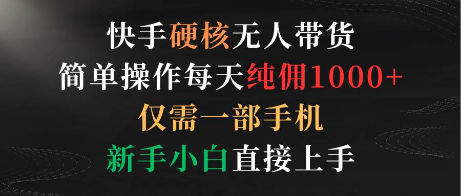 快手硬核无人带货，简单操作每天纯佣1000+,仅需一部手机，新手小白直接上手凯哥轻创网-网创项目资源站-副业项目-创业项目-搞钱项目凯哥轻创网