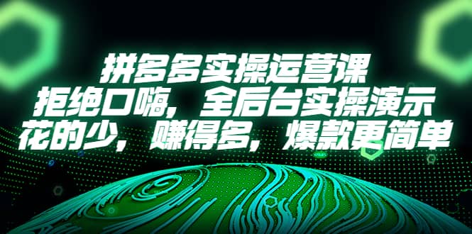 拼多多实操运营课：拒绝口嗨，全后台实操演示，花的少，赚得多，爆款更简单凯哥轻创网-网创项目资源站-副业项目-创业项目-搞钱项目凯哥轻创网
