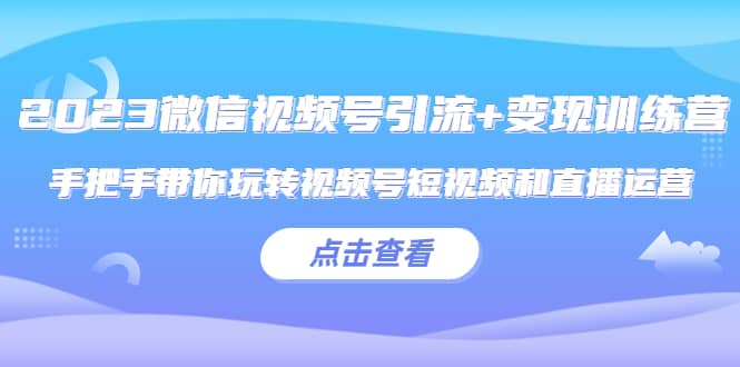 2023微信视频号引流+变现训练营：手把手带你玩转视频号短视频和直播运营凯哥轻创网-网创项目资源站-副业项目-创业项目-搞钱项目凯哥轻创网