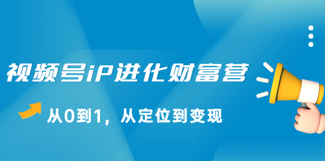 视频号iP进化财富营第1期，21天从0到1，从定位到变现凯哥轻创网-网创项目资源站-副业项目-创业项目-搞钱项目凯哥轻创网