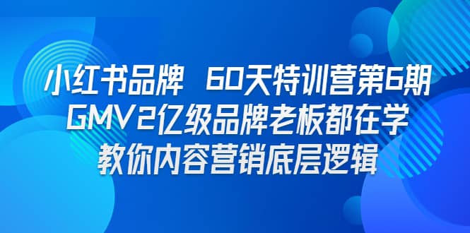 小红书品牌 60天特训营第6期 GMV2亿级品牌老板都在学 教你内容营销底层逻辑凯哥轻创网-网创项目资源站-副业项目-创业项目-搞钱项目凯哥轻创网