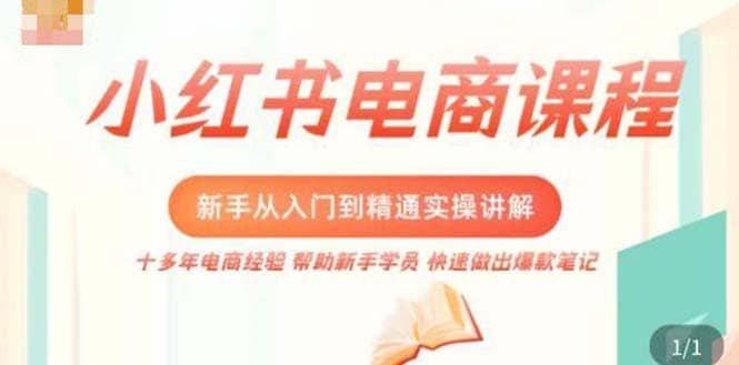 小红书电商新手入门到精通实操课，从入门到精通做爆款笔记，开店运营凯哥轻创网-网创项目资源站-副业项目-创业项目-搞钱项目凯哥轻创网