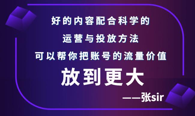 张sir账号流量增长课，告别海王流量，让你的流量更精准凯哥轻创网-网创项目资源站-副业项目-创业项目-搞钱项目凯哥轻创网