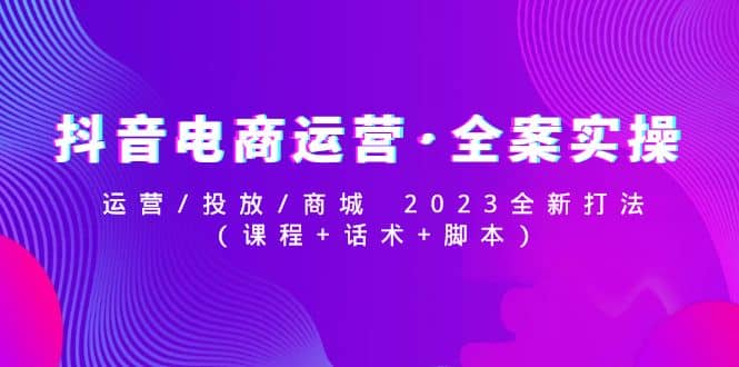 抖音电商运营·全案实操：运营/投放/商城 2023全新打法凯哥轻创网-网创项目资源站-副业项目-创业项目-搞钱项目凯哥轻创网