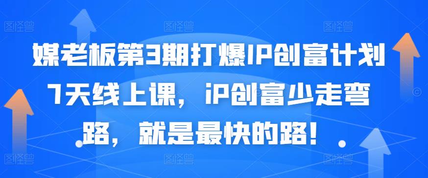 媒老板第3期打爆IP创富计划7天线上课，iP创富少走弯路，就是最快的路！凯哥轻创网-网创项目资源站-副业项目-创业项目-搞钱项目凯哥轻创网