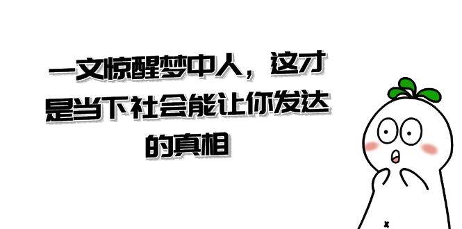 某公众号付费文章《一文 惊醒梦中人，这才是当下社会能让你发达的真相》凯哥轻创网-网创项目资源站-副业项目-创业项目-搞钱项目凯哥轻创网
