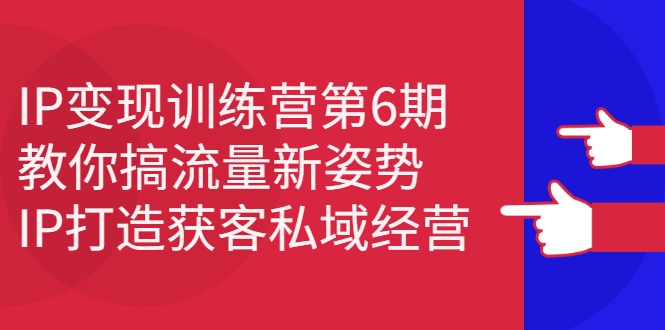 IP变现训练营第6期：教你搞流量新姿势，IP打造获客私域经营凯哥轻创网-网创项目资源站-副业项目-创业项目-搞钱项目凯哥轻创网