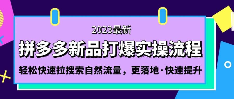 拼多多-新品打爆实操流程：轻松快速拉搜索自然流量，更落地·快速提升凯哥轻创网-网创项目资源站-副业项目-创业项目-搞钱项目凯哥轻创网