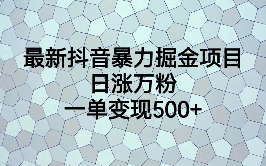最火热的抖音暴力掘金项目，日涨万粉，多种变现方式，一单变现可达500+凯哥轻创网-网创项目资源站-副业项目-创业项目-搞钱项目凯哥轻创网