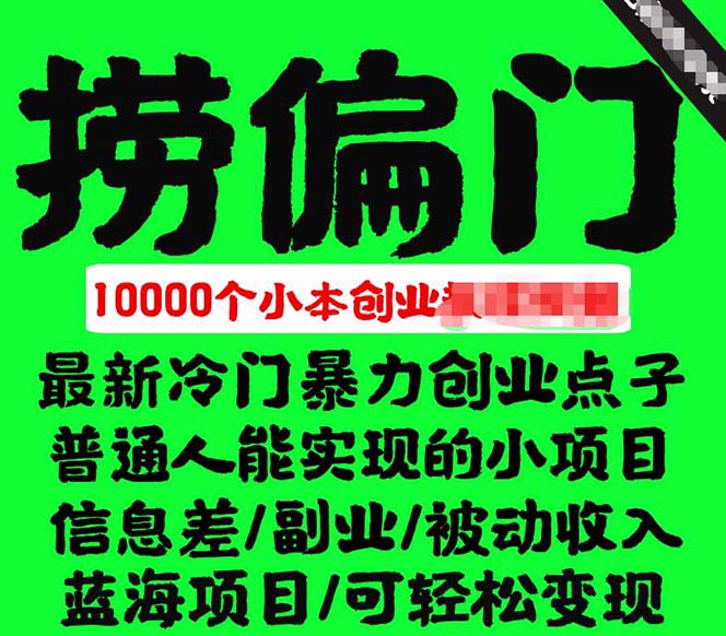 千款捞偏门小本创业小项目，总有一款适合你【无水印】凯哥轻创网-网创项目资源站-副业项目-创业项目-搞钱项目凯哥轻创网