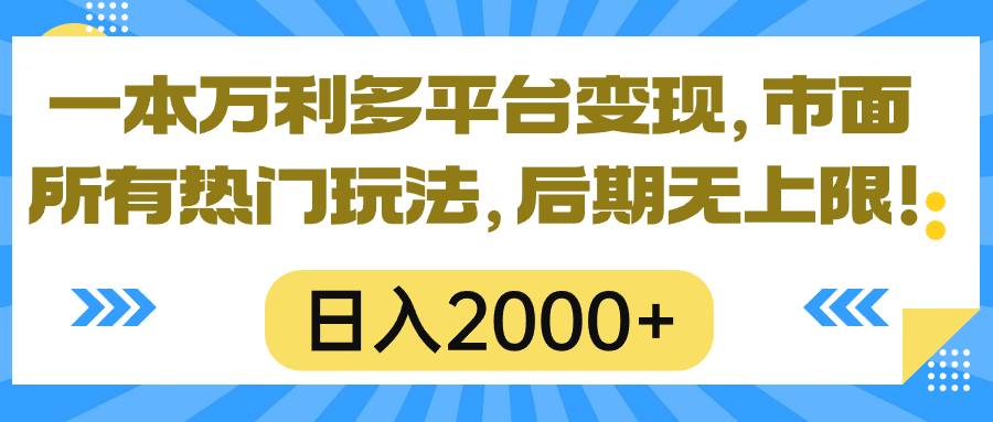 一本万利多平台变现，市面所有热门玩法，日入2000+，后期无上限！凯哥轻创网-网创项目资源站-副业项目-创业项目-搞钱项目凯哥轻创网