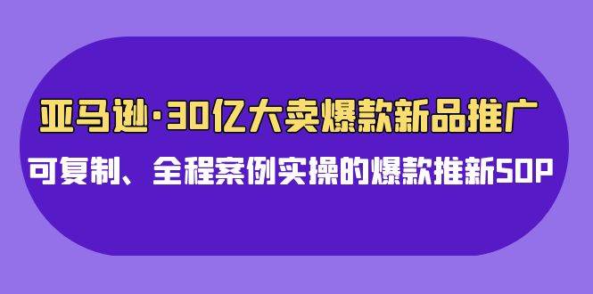 亚马逊30亿·大卖爆款新品推广，可复制、全程案例实操的爆款推新SOP凯哥轻创网-网创项目资源站-副业项目-创业项目-搞钱项目凯哥轻创网