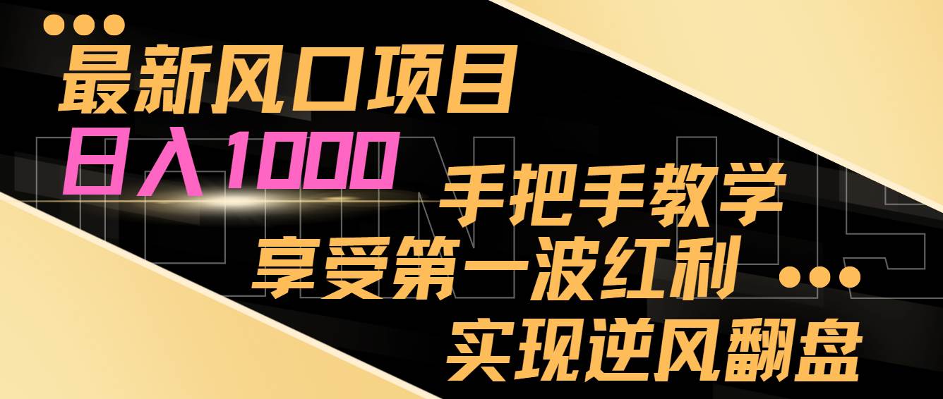 最新风口项目，日入过千，抓住当下风口，享受第一波红利，实现逆风翻盘凯哥轻创网-网创项目资源站-副业项目-创业项目-搞钱项目凯哥轻创网