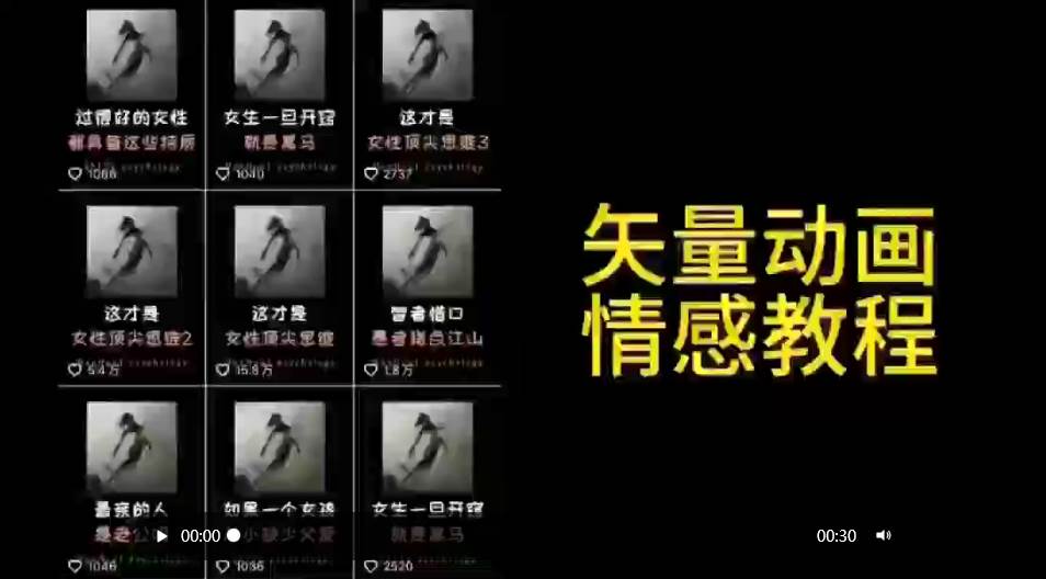 矢量动画情感教程：高点赞涨粉，适合情感、思维、创业教育等赛道凯哥轻创网-网创项目资源站-副业项目-创业项目-搞钱项目凯哥轻创网