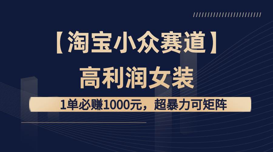 【淘宝小众赛道】高利润女装：1单必赚1000元，超暴力可矩阵凯哥轻创网-网创项目资源站-副业项目-创业项目-搞钱项目凯哥轻创网