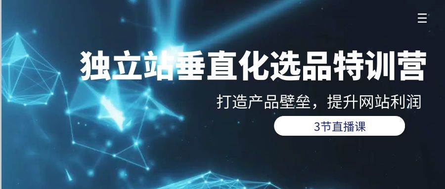 独立站-垂直化选品训练营，打造产品壁垒，提升网站利润（3节直播课）凯哥轻创网-网创项目资源站-副业项目-创业项目-搞钱项目凯哥轻创网