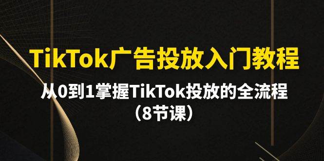 TikTok广告投放入门教程，从0到1掌握TikTok投放的全流程（8节课）凯哥轻创网-网创项目资源站-副业项目-创业项目-搞钱项目凯哥轻创网