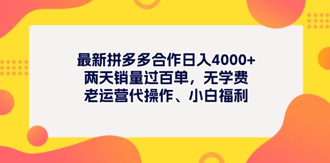 最新拼多多项目日入4000+两天销量过百单，无学费、老运营代操作、小白福利凯哥轻创网-网创项目资源站-副业项目-创业项目-搞钱项目凯哥轻创网