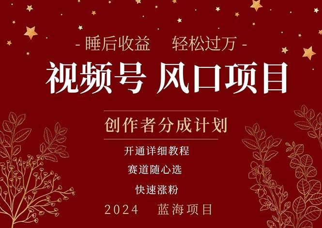 拥有睡眠收益的微信视频号大风口项目，轻松月入过万+，多赛道选择，可…凯哥轻创网-网创项目资源站-副业项目-创业项目-搞钱项目凯哥轻创网